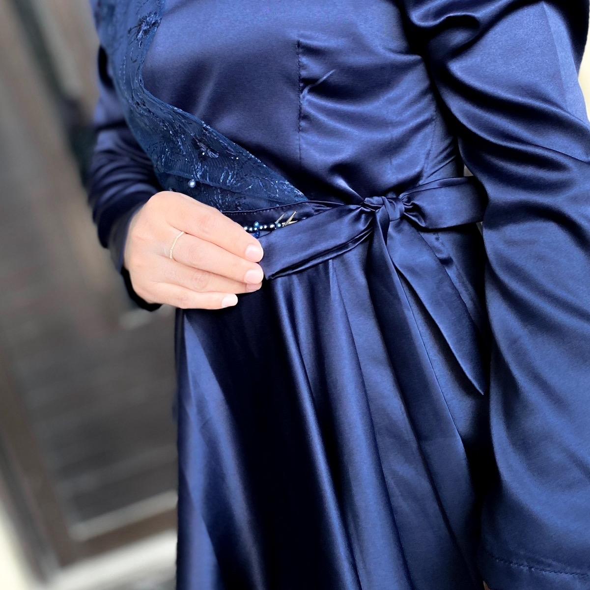 Lutffya Dress Kondangan Payet Leher Brukat Simpel by Dwiwarna Muslim Nyaman