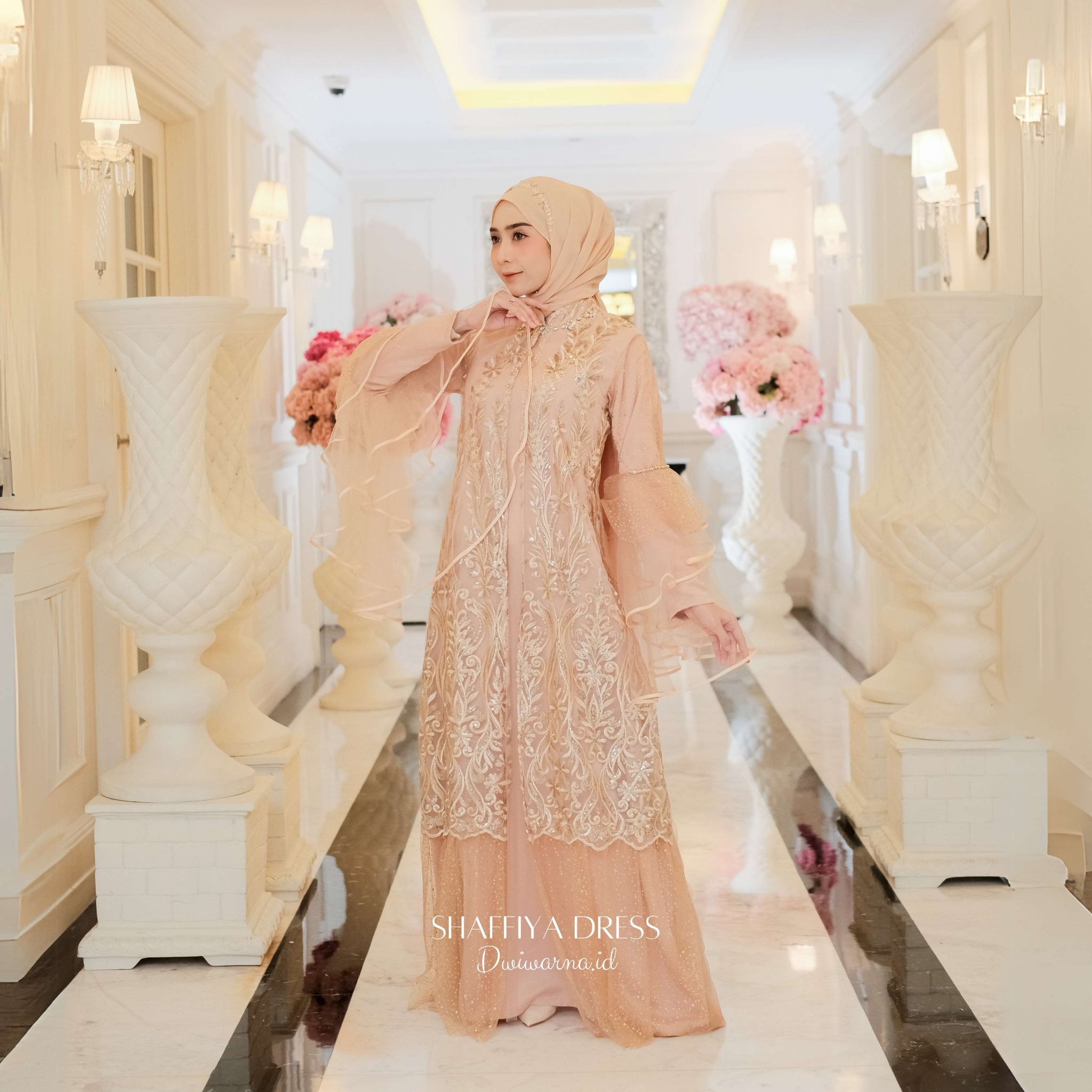 Shaffiya Dress Lebaran Ekslusif Brukat Tile Sugar by Dwiwarna