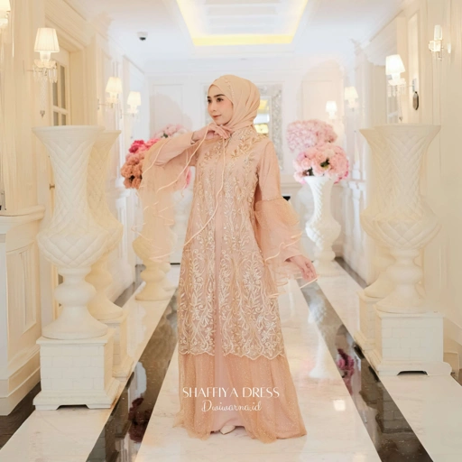 Image of Shaffiya Dress Lebaran Ekslusif Brukat Tile Sugar by Dwiwarna