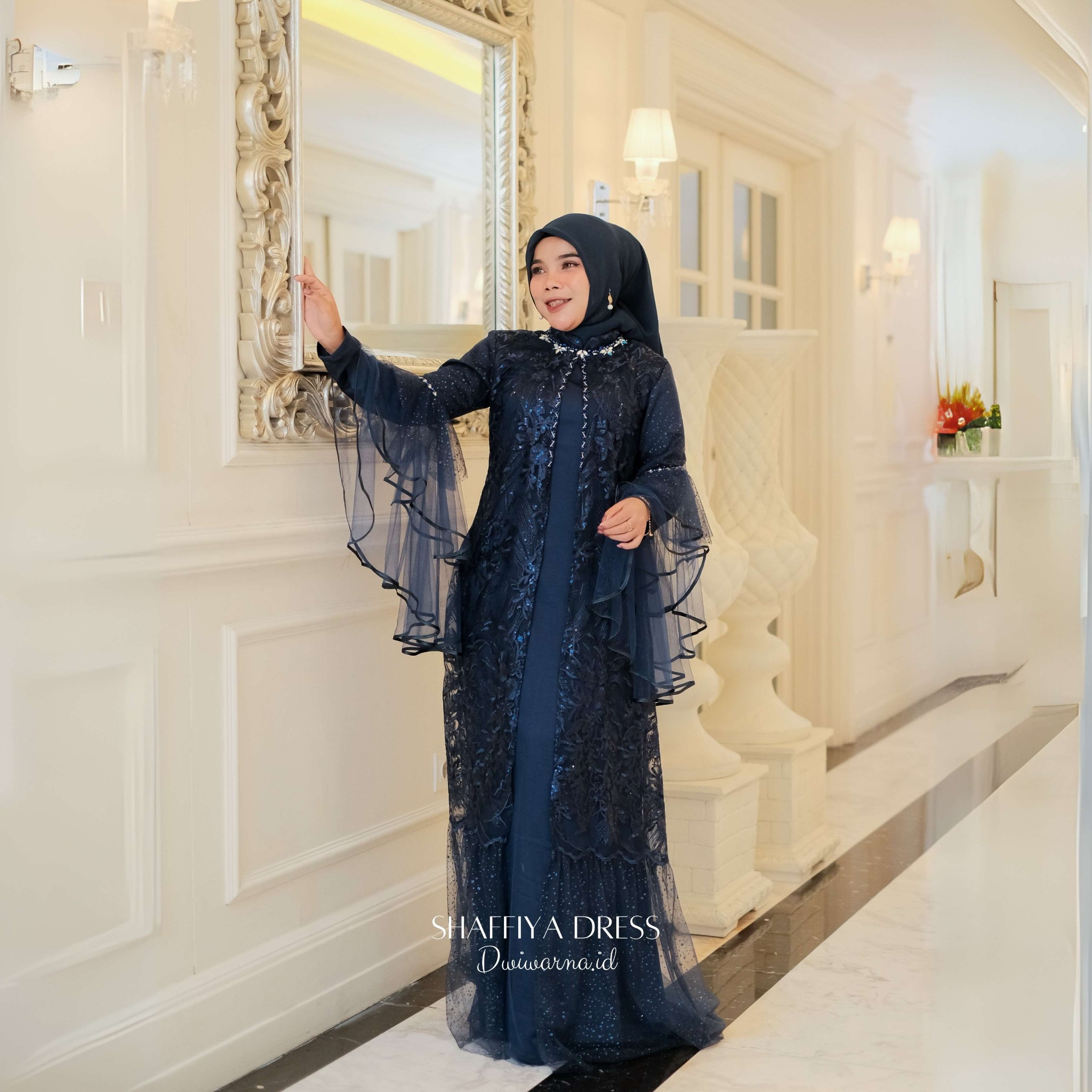 Shaffiya Dress Lebaran Ekslusif Brukat Tile Sugar by Dwiwarna