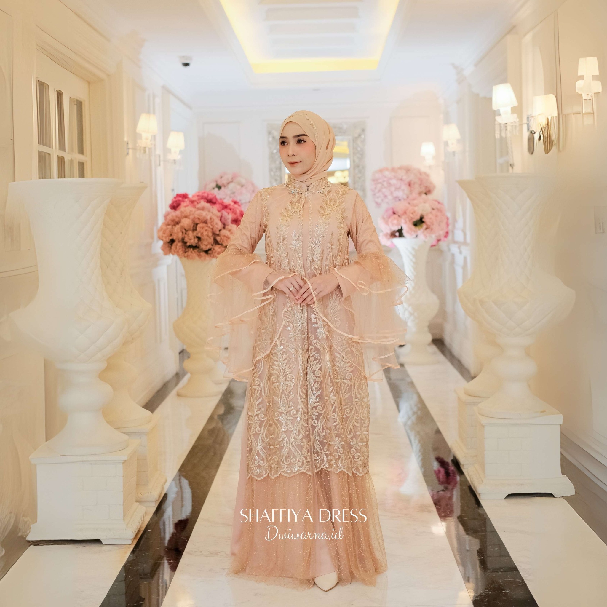 Shaffiya Dress Lebaran Ekslusif Brukat Tile Sugar by Dwiwarna