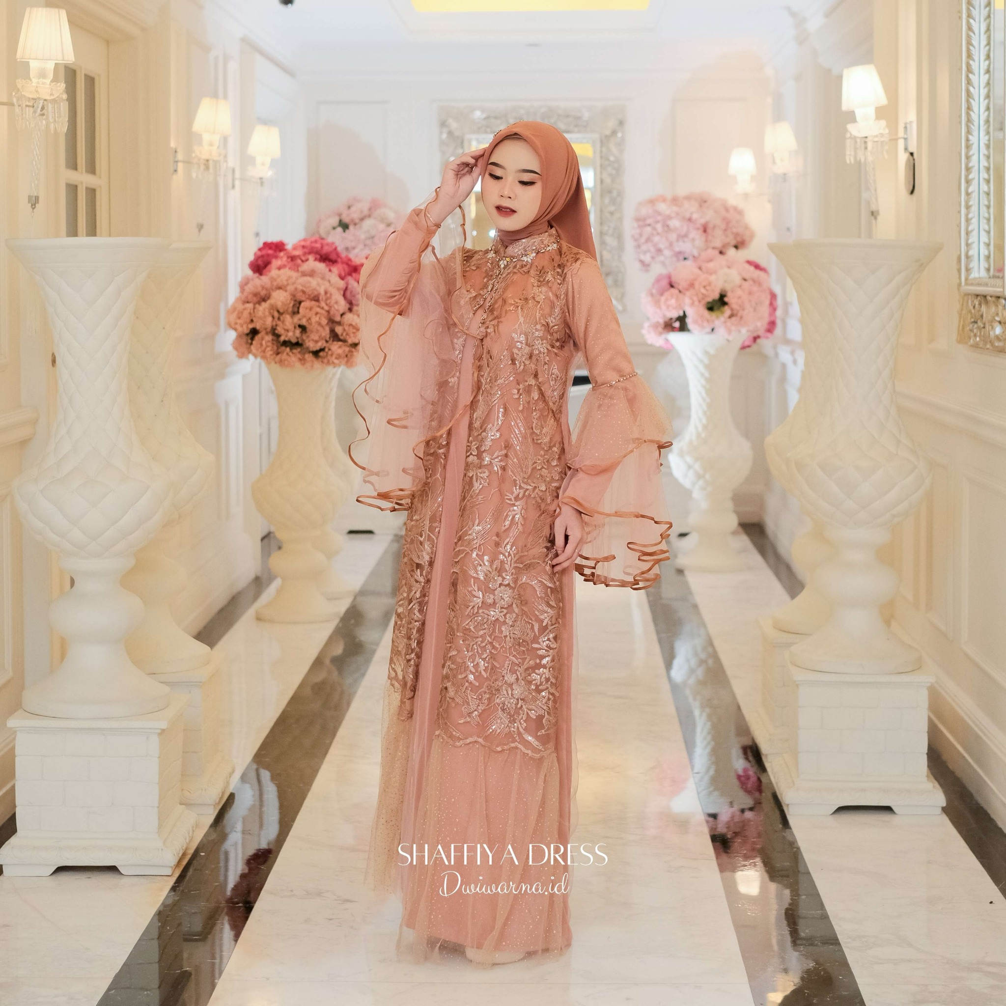 Shaffiya Dress Lebaran Ekslusif Brukat Tile Sugar by Dwiwarna