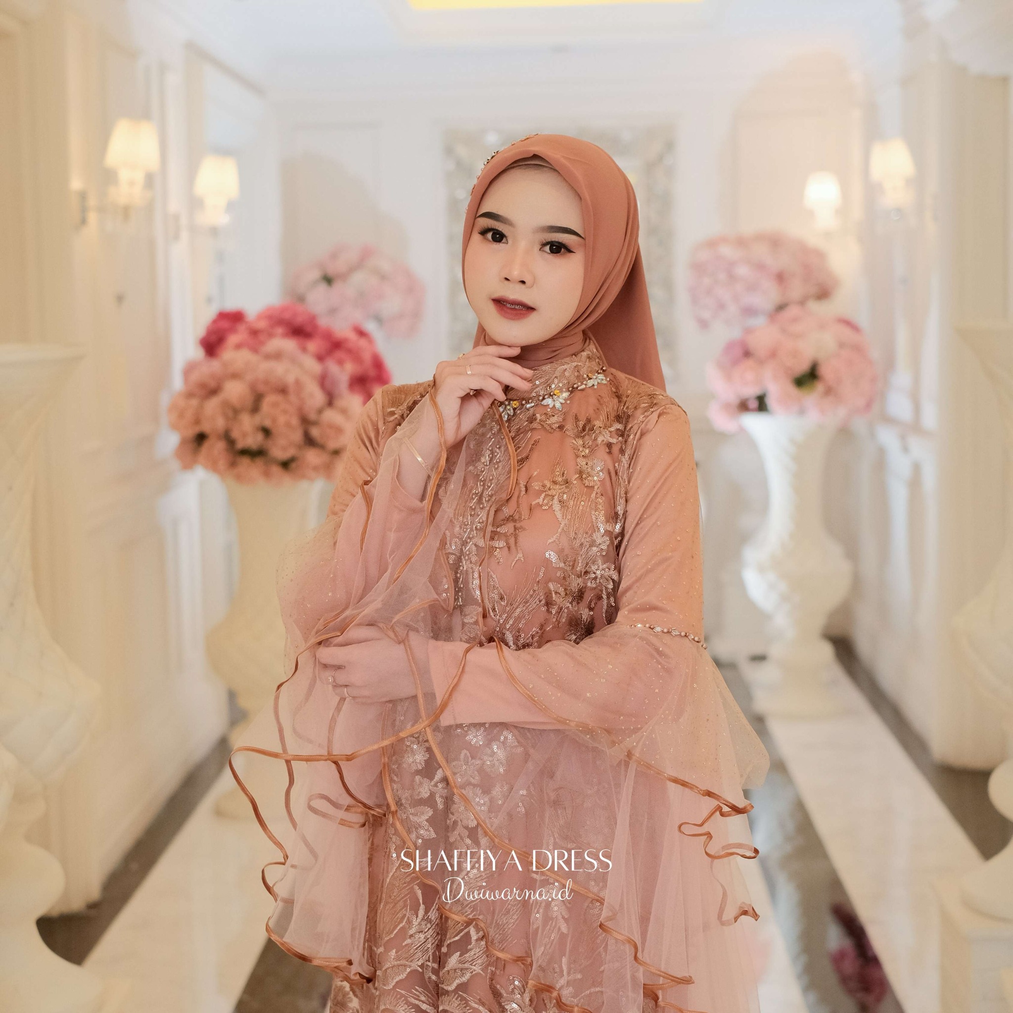 Shaffiya Dress Lebaran Ekslusif Brukat Tile Sugar by Dwiwarna