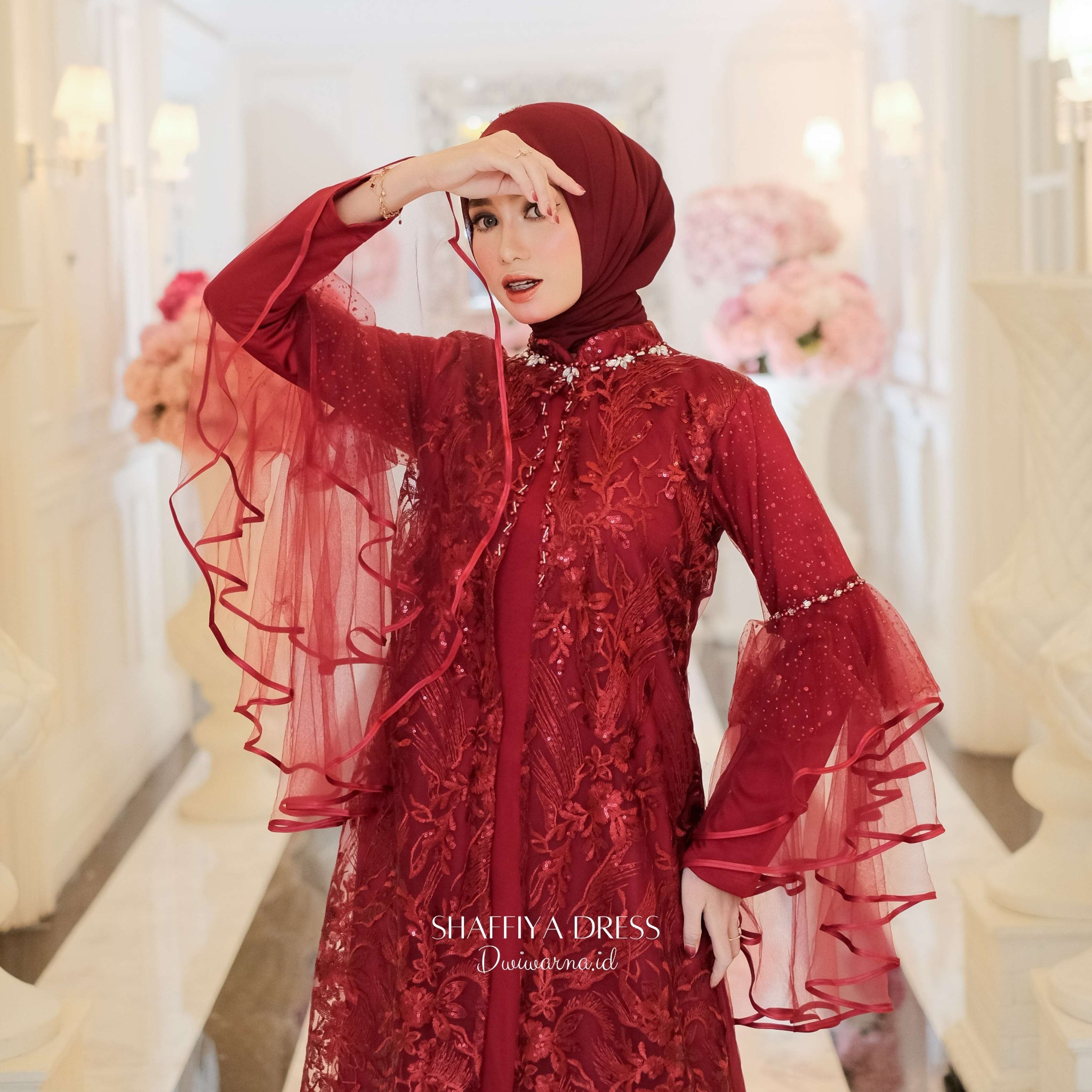 Shaffiya Dress Lebaran Ekslusif Brukat Tile Sugar by Dwiwarna