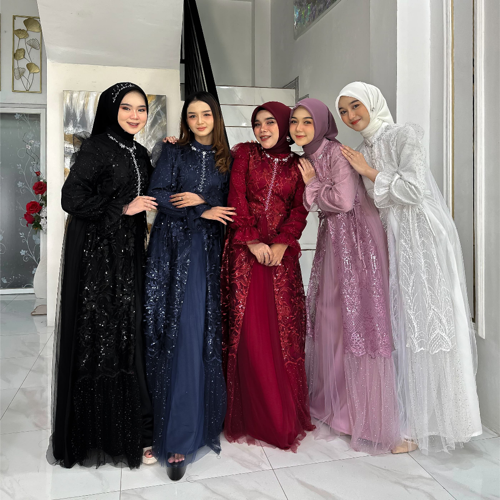 Hasyaniyya Dress Lebaran Ekslusif Brukat Tile Sugar Elegant Simpel by Dwiwarna