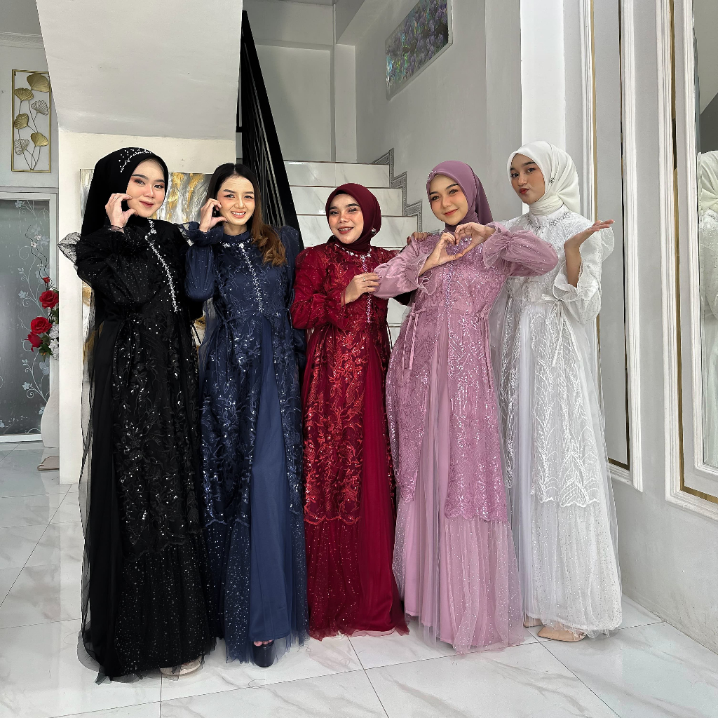 Hasyaniyya Dress Lebaran Ekslusif Brukat Tile Sugar Elegant Simpel by Dwiwarna