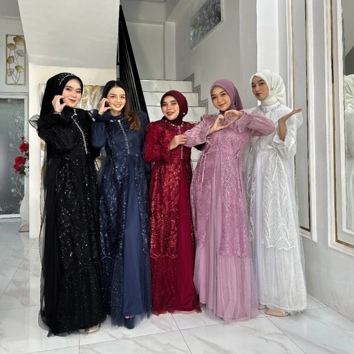 Image of Hasyaniyya Dress Lebaran Ekslusif Brukat Tile Sugar Elegant Simpel by Dwiwarna
