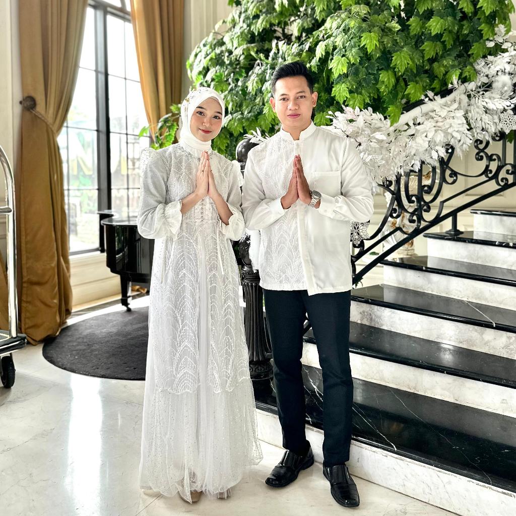 Hasyaniyya Dress Lebaran Ekslusif Brukat Tile Sugar Elegant Simpel by Dwiwarna