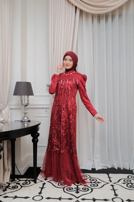 Image of Riffana Dress Lebaran Ekslusif Brukat Tile Sugar by Dwiwarana