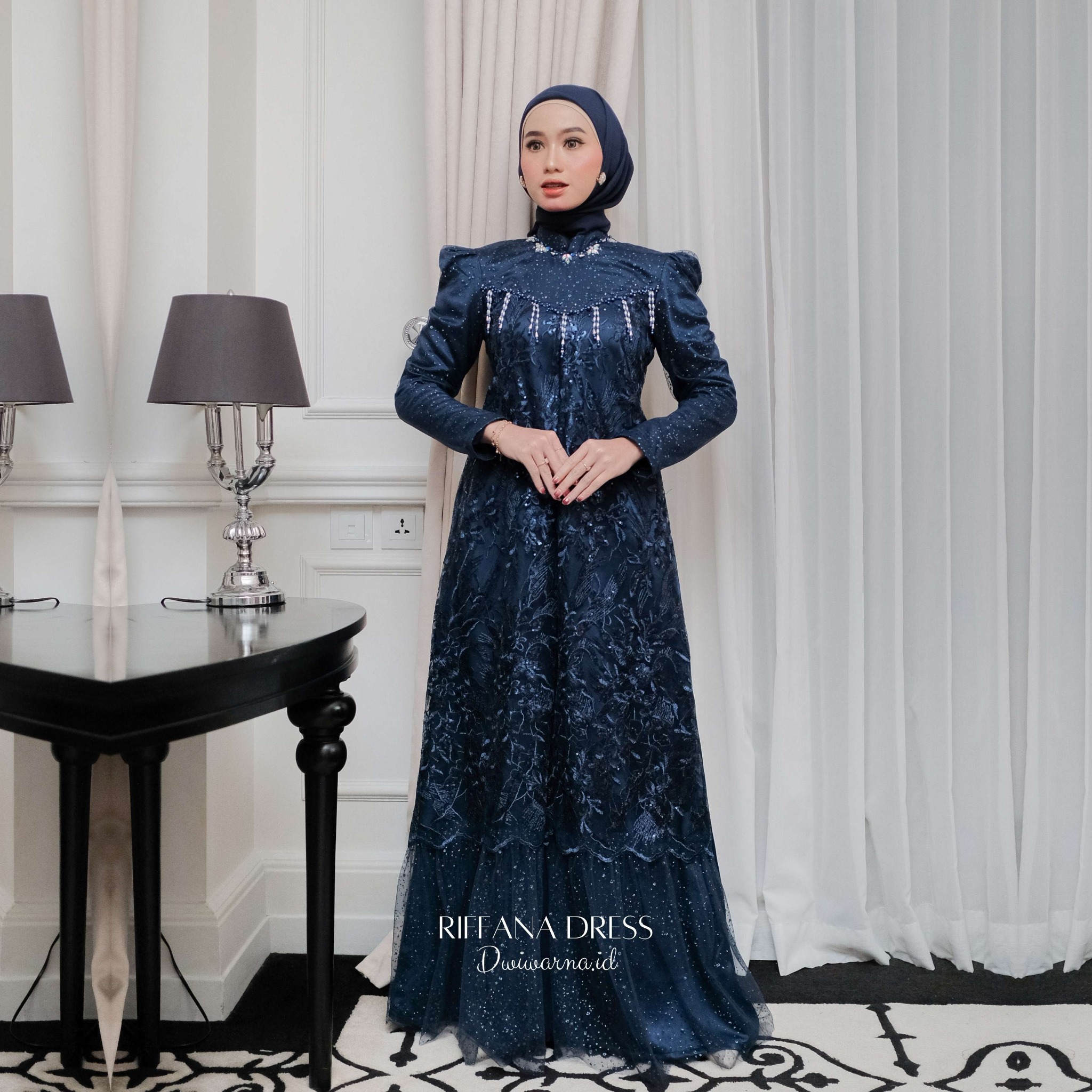 Riffana Dress Lebaran Ekslusif Brukat Tile Sugar by Dwiwarana