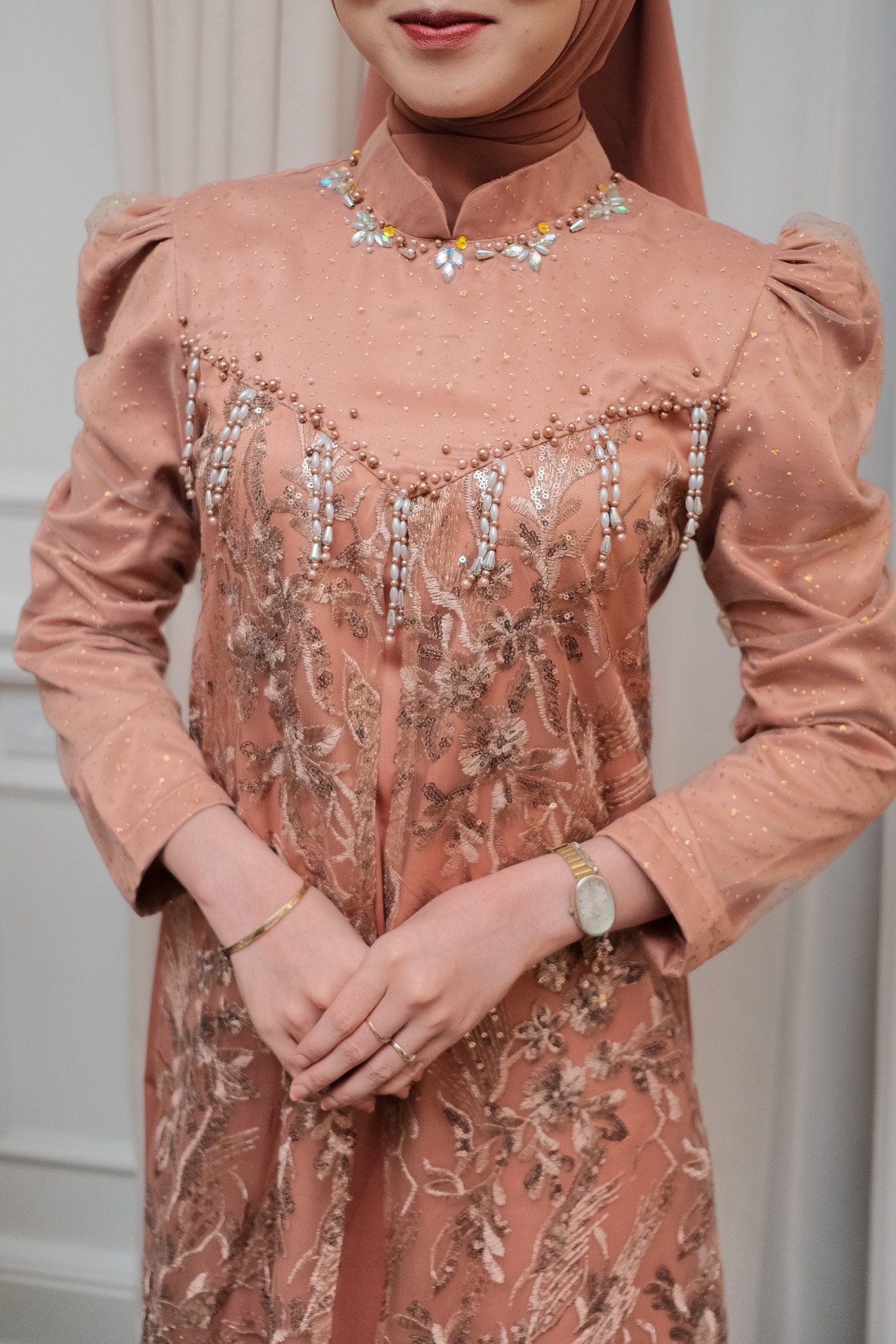 Riffana Dress Lebaran Ekslusif Brukat Tile Sugar by Dwiwarana