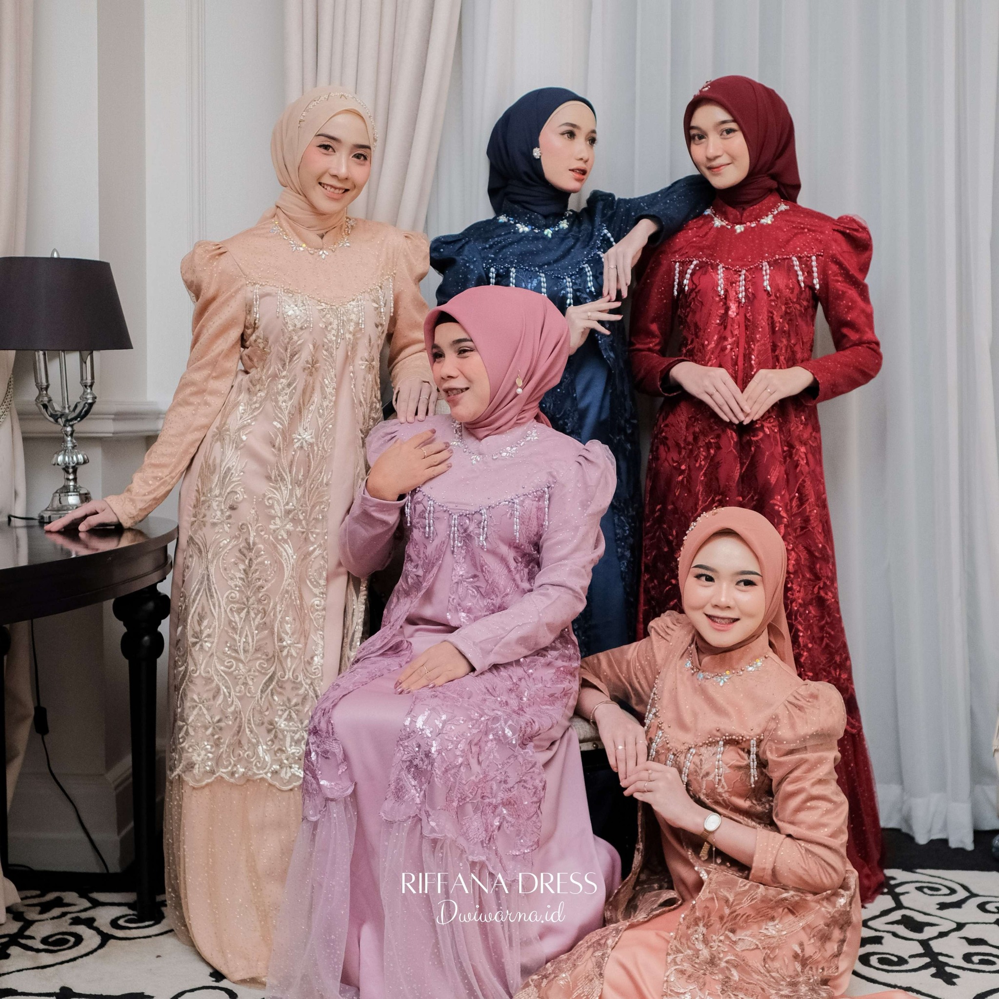 Riffana Dress Lebaran Ekslusif Brukat Tile Sugar by Dwiwarana