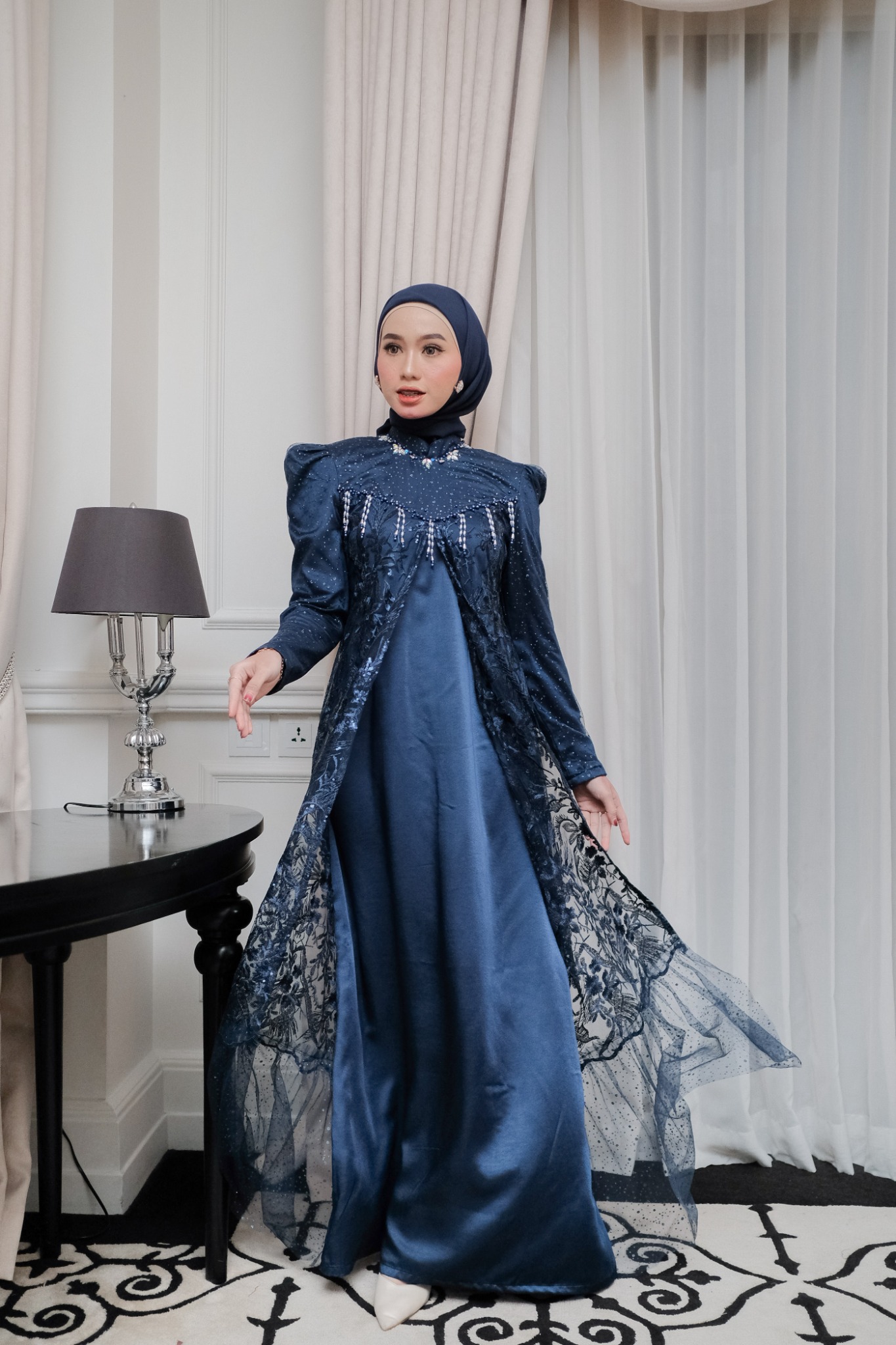 Riffana Dress Lebaran Ekslusif Brukat Tile Sugar by Dwiwarana