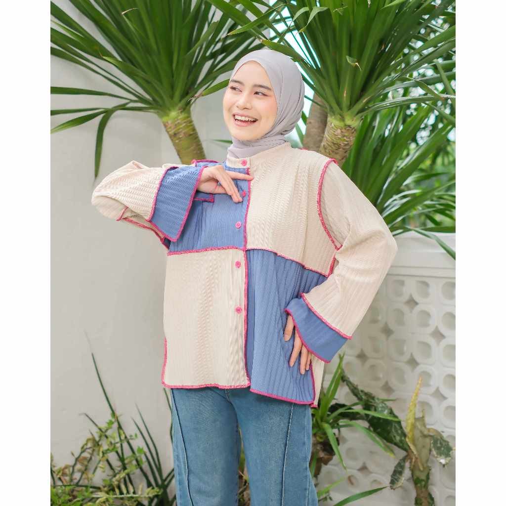 Sherly Top Knit Oversize - Atasan Wanita Kekinian - Outer Knit Lengan Panjang