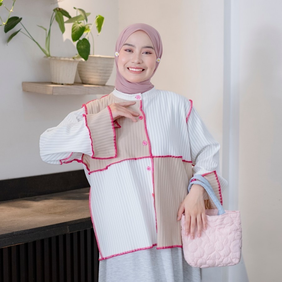 Sherly Top Knit Oversize - Atasan Wanita Kekinian - Outer Knit Lengan Panjang