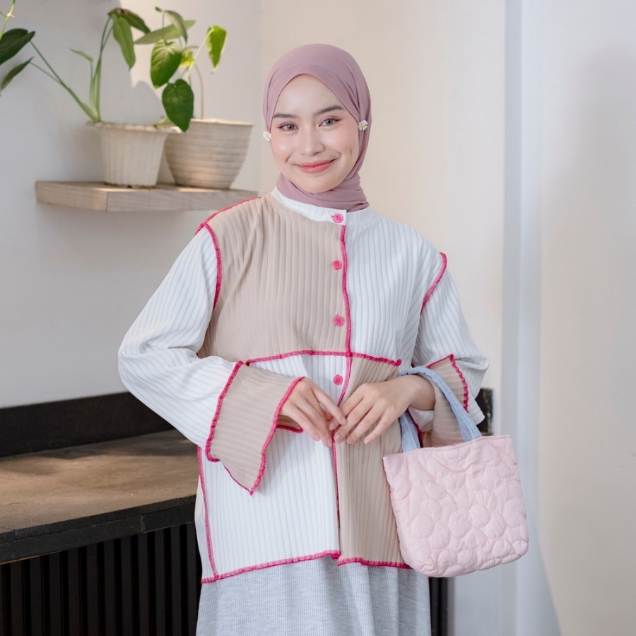 Sherly Top Knit Oversize - Atasan Wanita Kekinian - Outer Knit Lengan Panjang