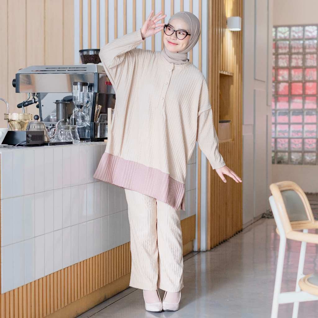 Gyna One Set Knit Oversize - Setelan Bigsize - Setelan Busui - Atasan Dan Celana - Setelan Hornet