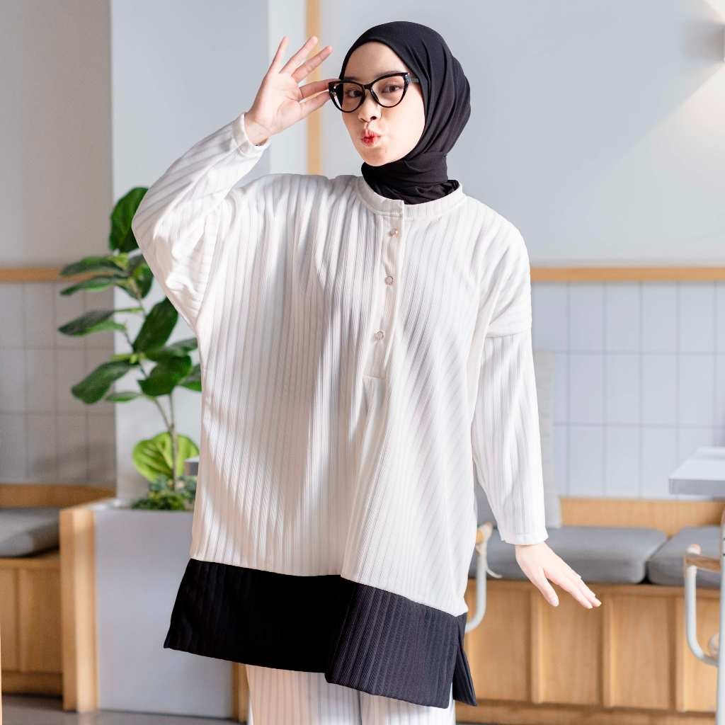 Gyna One Set Knit Oversize - Setelan Bigsize - Setelan Busui - Atasan Dan Celana - Setelan Hornet