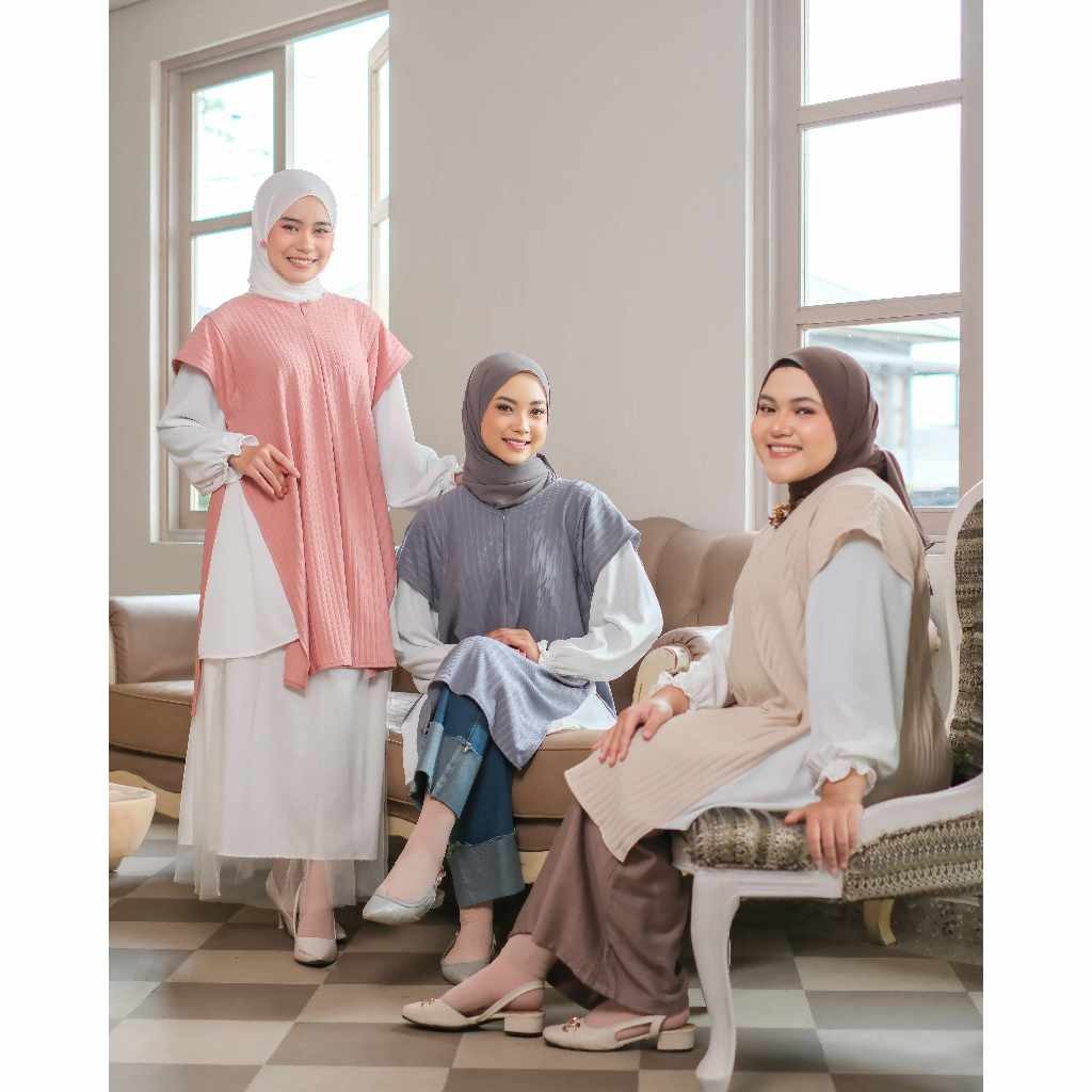 Gemma Two In One Tunic - Atasan Muslim Wanita - Atasan Wanita Lengan Panjang - Blouse Kekinian