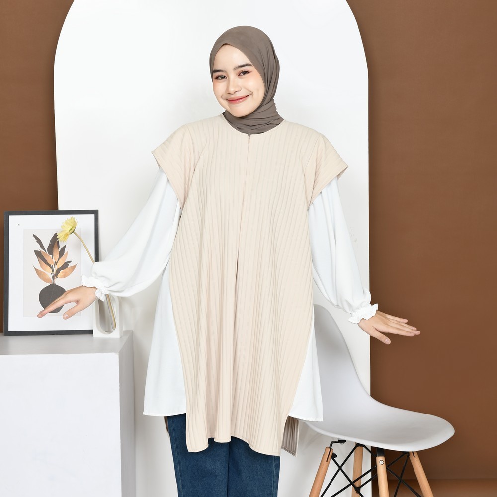 Gemma Two In One Tunic - Atasan Muslim Wanita - Atasan Wanita Lengan Panjang - Blouse Kekinian