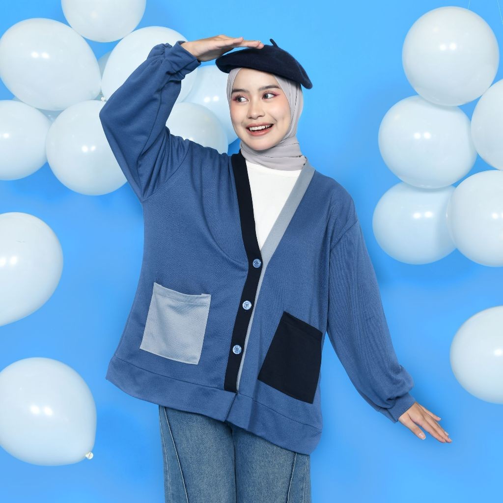 Titaharr - Tita Colorblock Cardi – Outer Kancing – Cardigan Korean Style – Outer Wanita