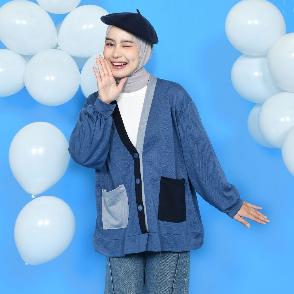 Titaharr - Tita Colorblock Cardi – Outer Kancing – Cardigan Korean Style – Outer Wanita