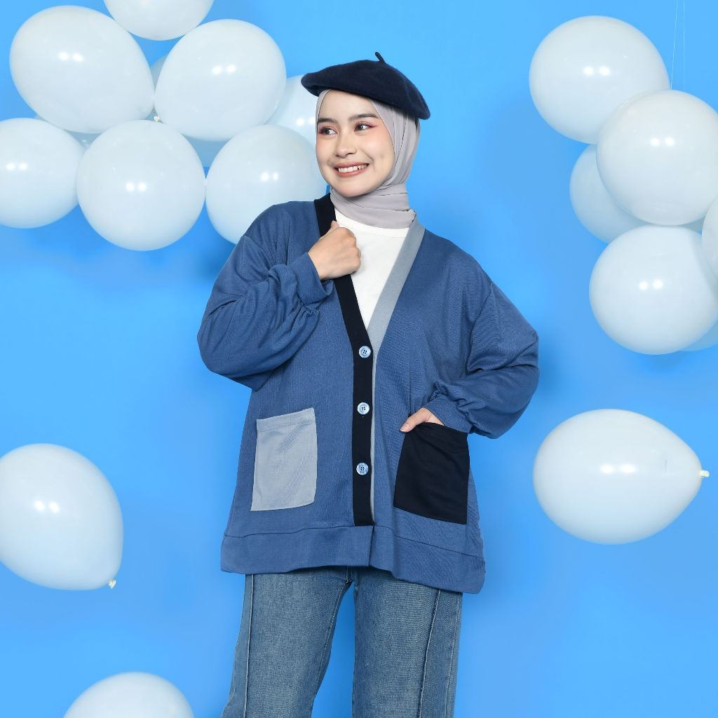 Titaharr - Tita Colorblock Cardi – Outer Kancing – Cardigan Korean Style – Outer Wanita