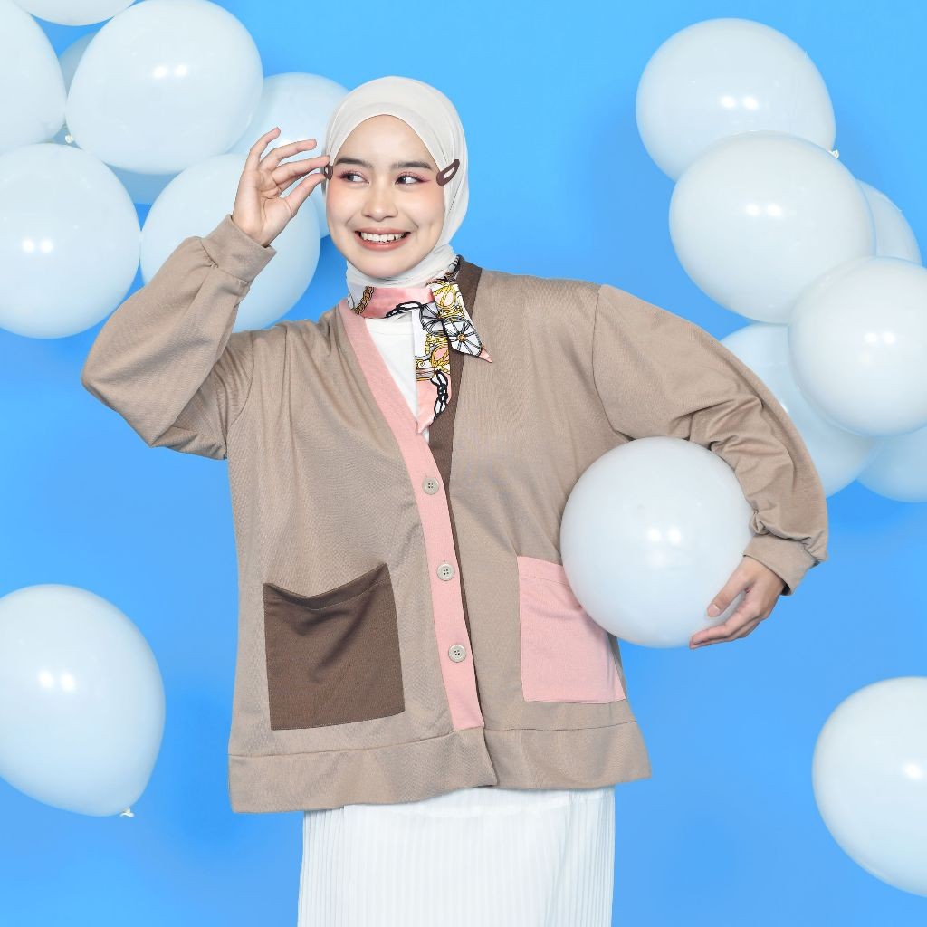 Titaharr - Tita Colorblock Cardi – Outer Kancing – Cardigan Korean Style – Outer Wanita