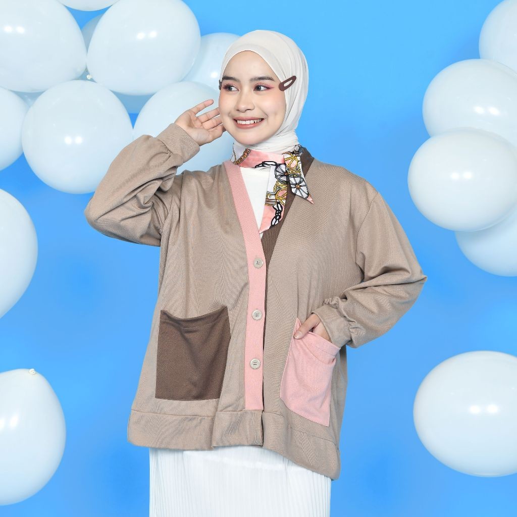 Titaharr - Tita Colorblock Cardi – Outer Kancing – Cardigan Korean Style – Outer Wanita