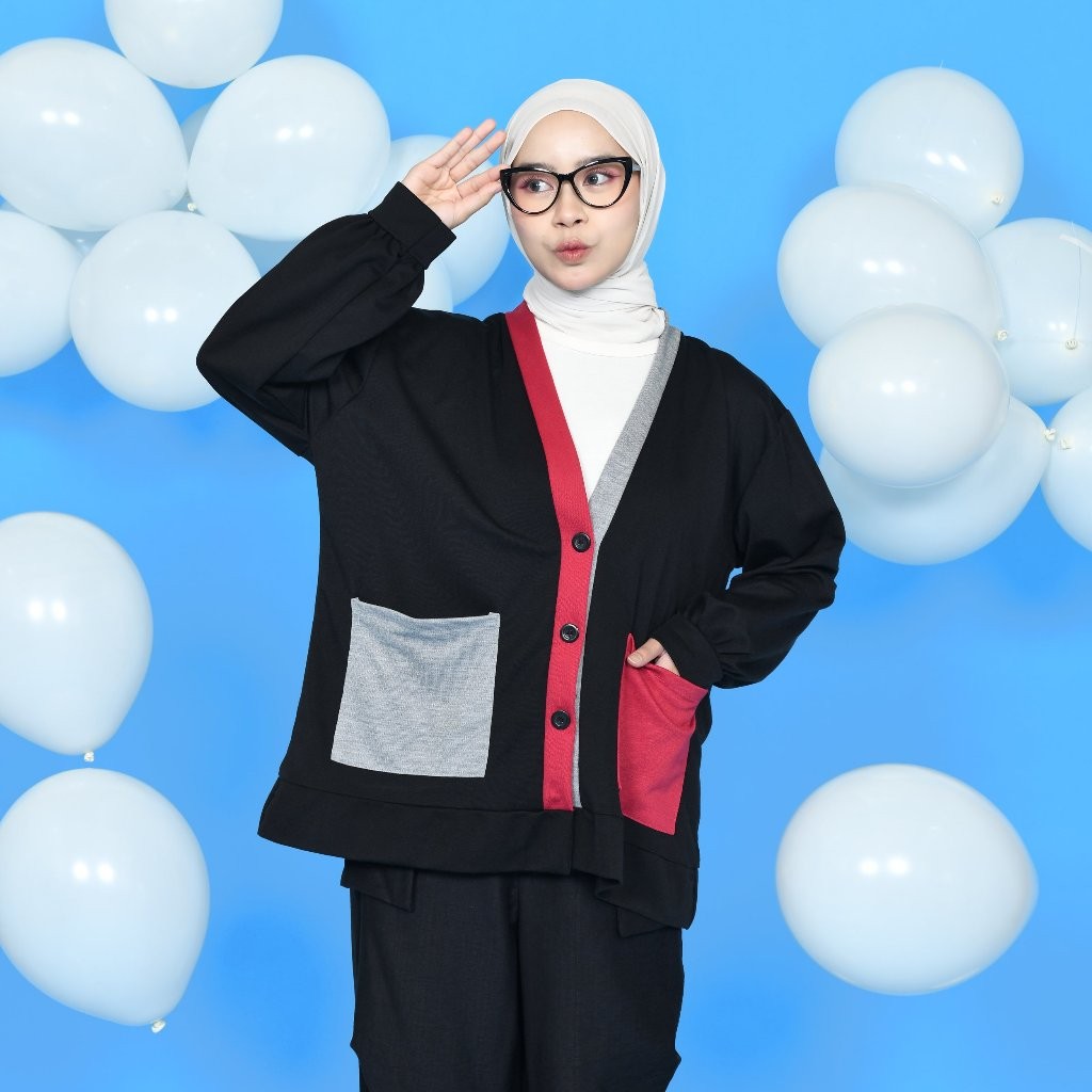 Titaharr - Tita Colorblock Cardi – Outer Kancing – Cardigan Korean Style – Outer Wanita