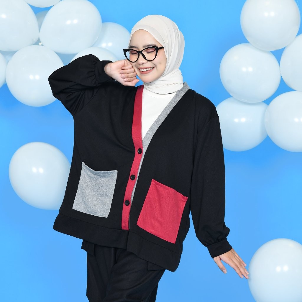 Titaharr - Tita Colorblock Cardi – Outer Kancing – Cardigan Korean Style – Outer Wanita