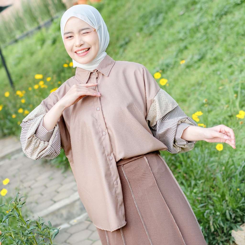 Rocca Kemeja Balon – Kemeja Kerja Wanita – Atasan Lengan Panjang