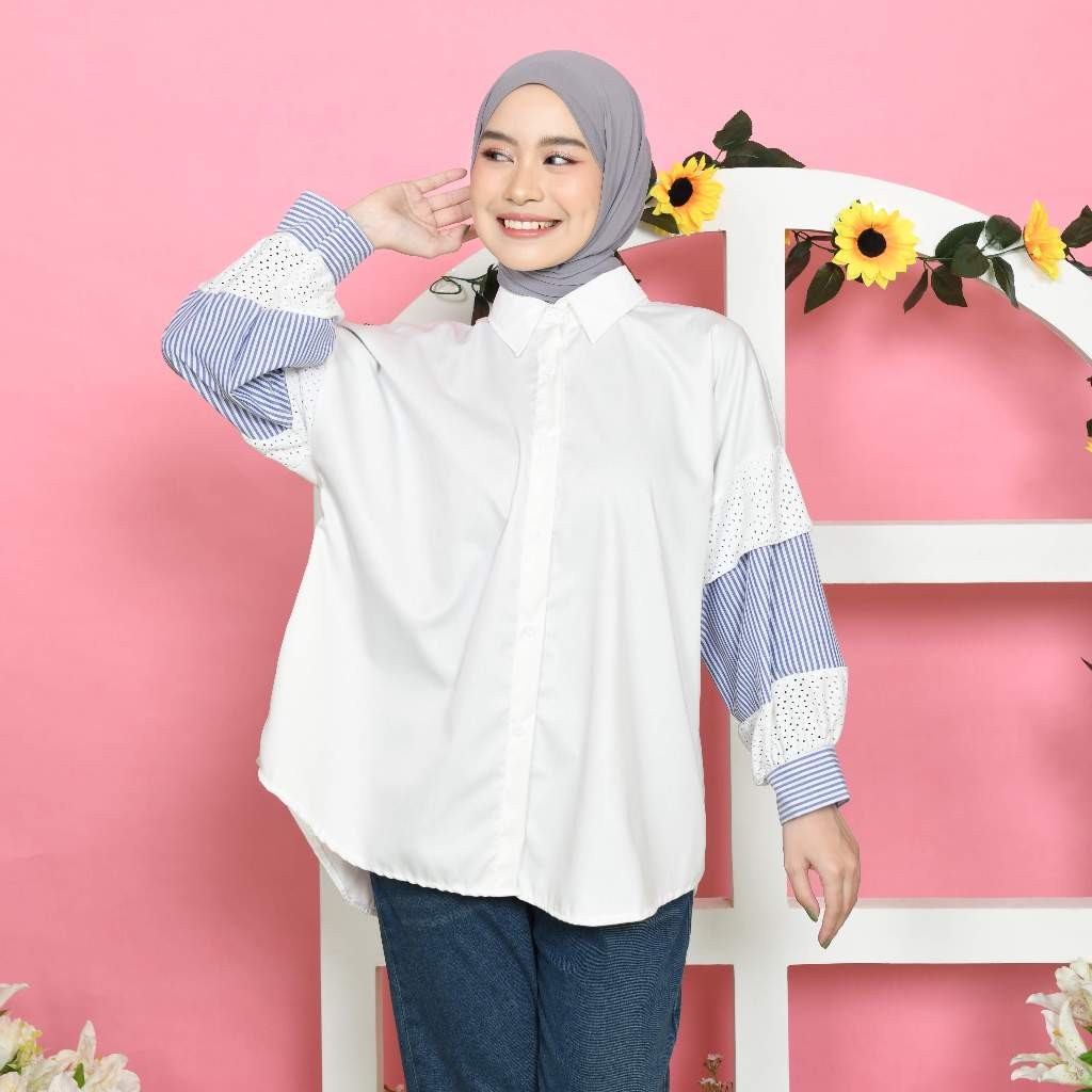 Rocca Kemeja Balon – Kemeja Kerja Wanita – Atasan Lengan Panjang