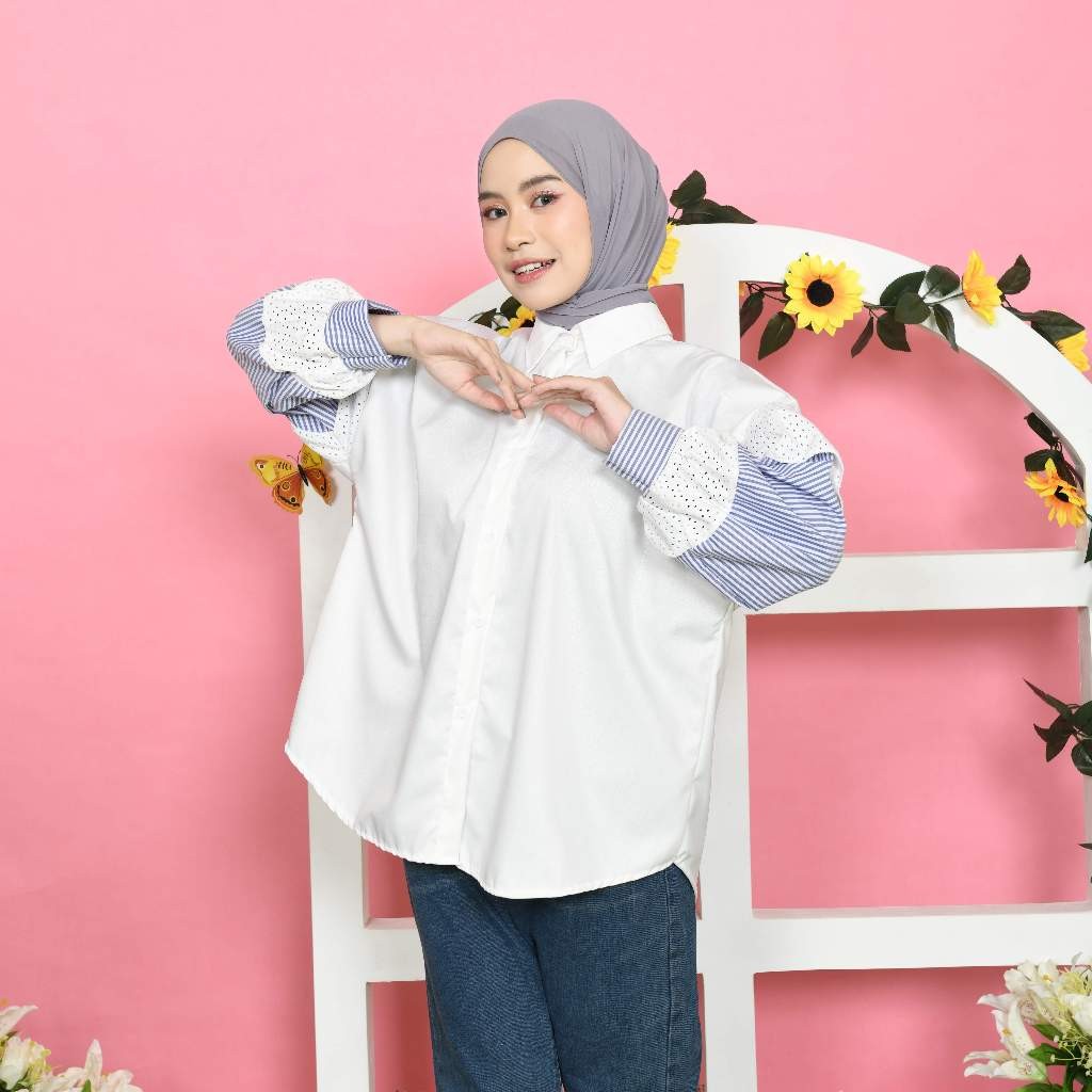 Rocca Kemeja Balon – Kemeja Kerja Wanita – Atasan Lengan Panjang