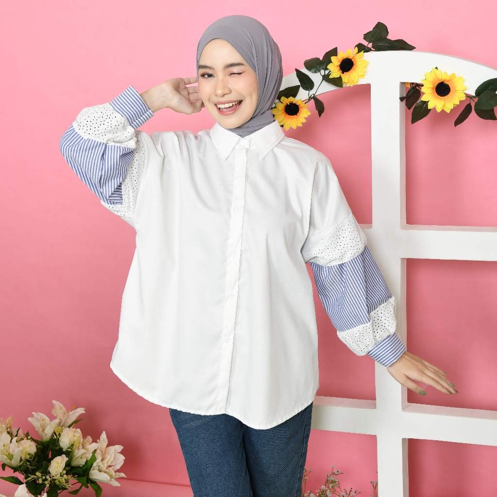 Rocca Kemeja Balon – Kemeja Kerja Wanita – Atasan Lengan Panjang