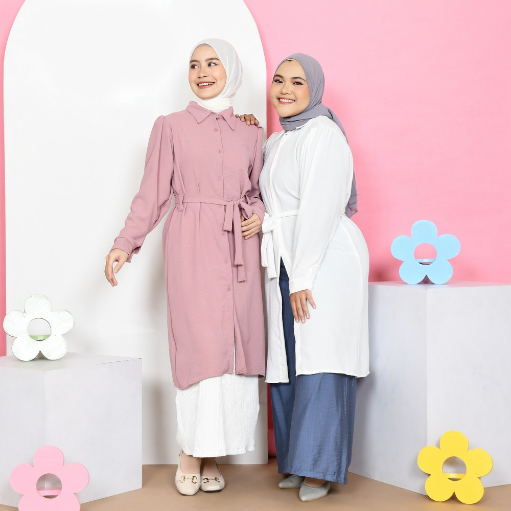 Veona Midi Dress - Kemeja Balloon Panjang - Kemeja Kerja