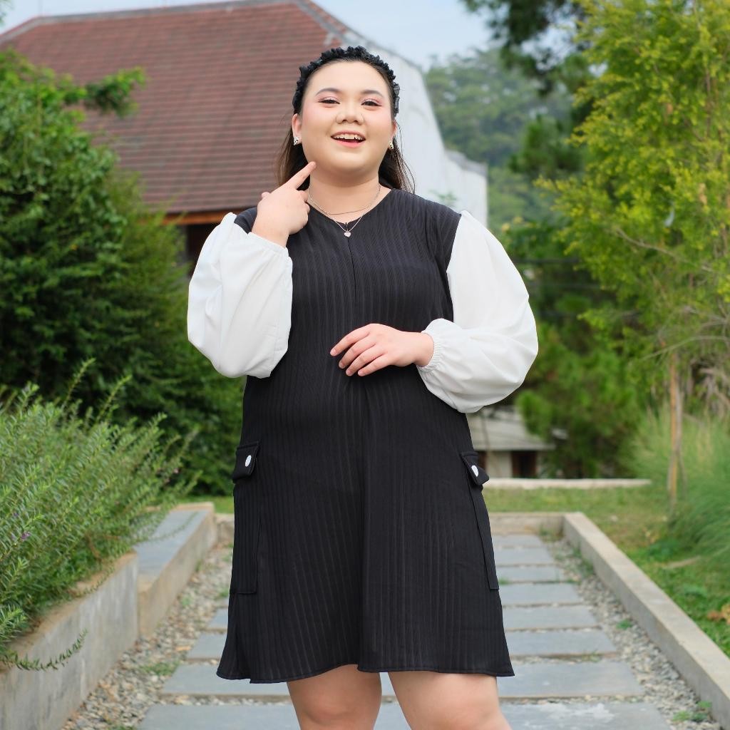 Siselyo Shania Pocket Cargo Tunik - Tunik Knit Bigsize - Atasan Jumbo Wanita - Baju Muslim Size Plus