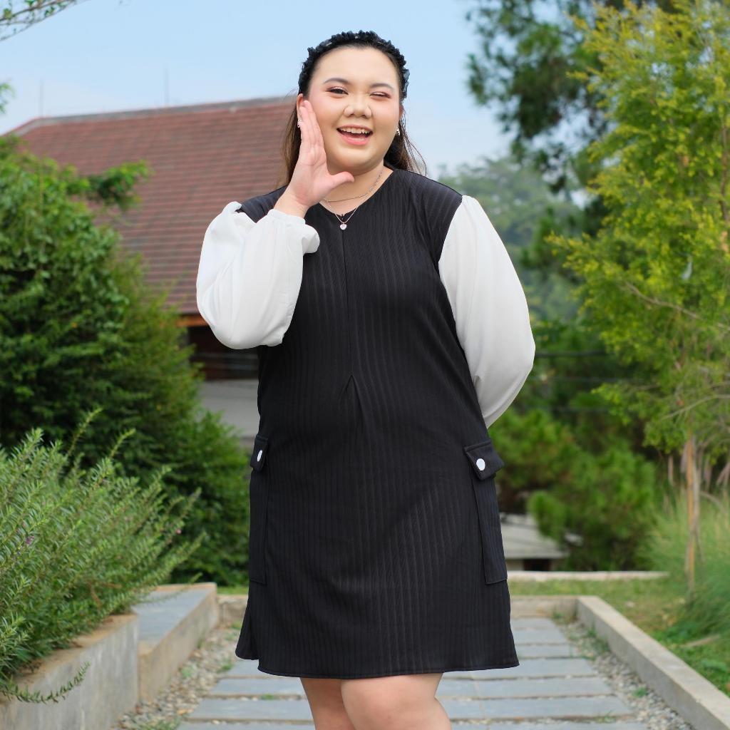 Siselyo Shania Pocket Cargo Tunik - Tunik Knit Bigsize - Atasan Jumbo Wanita - Baju Muslim Size Plus