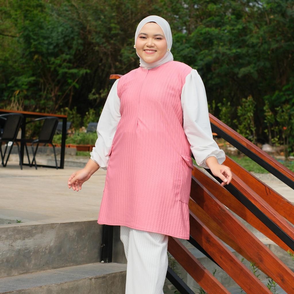 Siselyo Shania Pocket Cargo Tunik - Tunik Knit Bigsize - Atasan Jumbo Wanita - Baju Muslim Size Plus