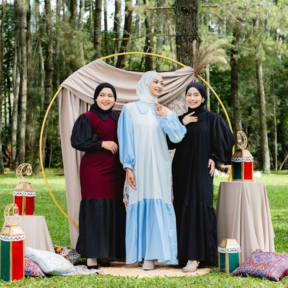 Jinny Collar Dress - Dress Lengan Balon - Gamis Sleting - Dress Lebaran Panjang Kekinian