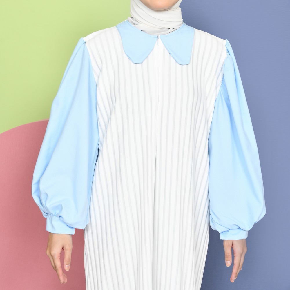 Jinny Collar Dress - Dress Lengan Balon - Gamis Sleting - Dress Lebaran Panjang Kekinian