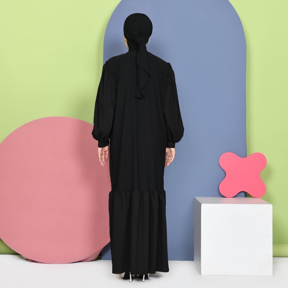 Jinny Collar Dress - Dress Lengan Balon - Gamis Sleting - Dress Lebaran Panjang Kekinian