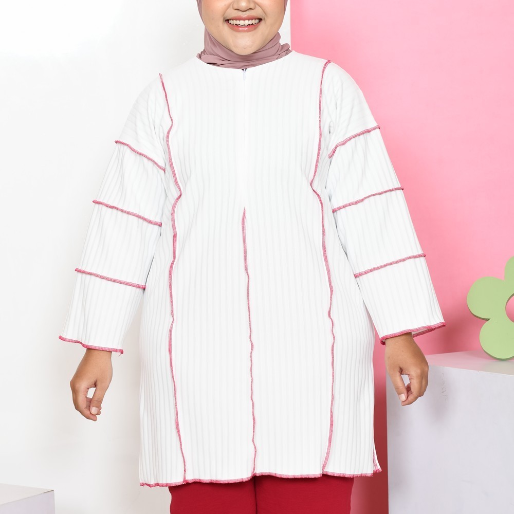 Kanza Playfull Tunik Knit - Atasan Kekinian - Atasan Wanita Knitted - Blouse Panjang