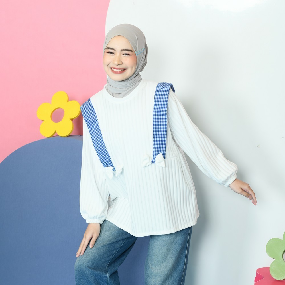 Nima Knit Tops Atasan Muslim Wanita Blouse Coquette Pita Kekinian