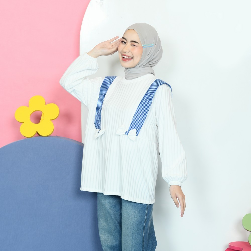Nima Knit Tops Atasan Muslim Wanita Blouse Coquette Pita Kekinian