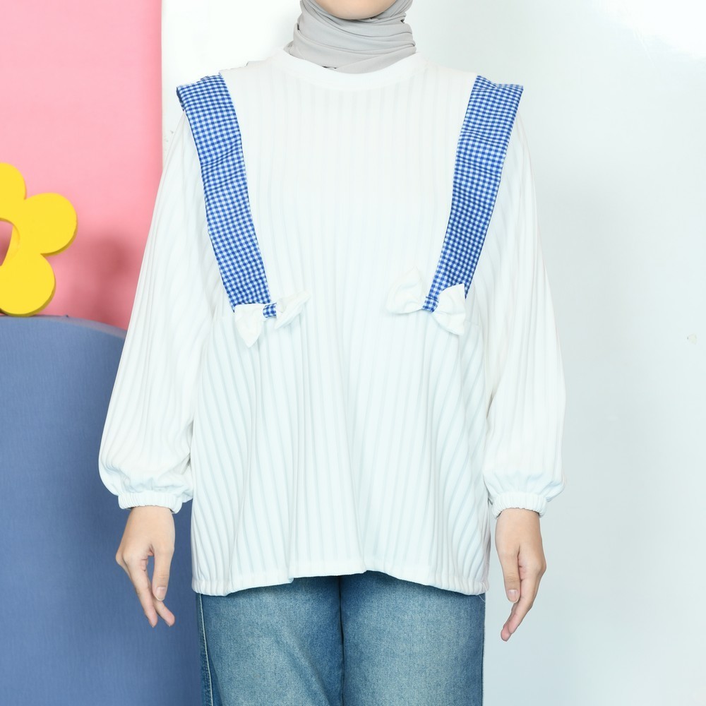 Nima Knit Tops Atasan Muslim Wanita Blouse Coquette Pita Kekinian