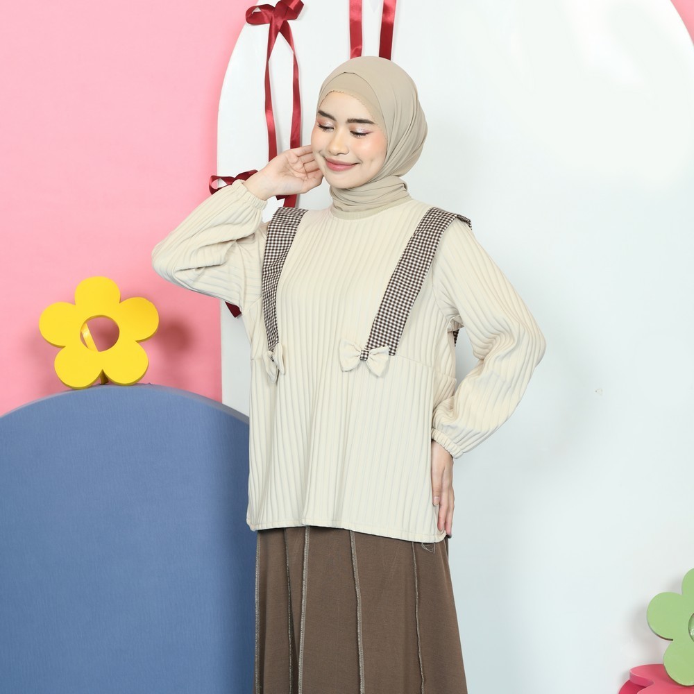 Nima Knit Tops Atasan Muslim Wanita Blouse Coquette Pita Kekinian