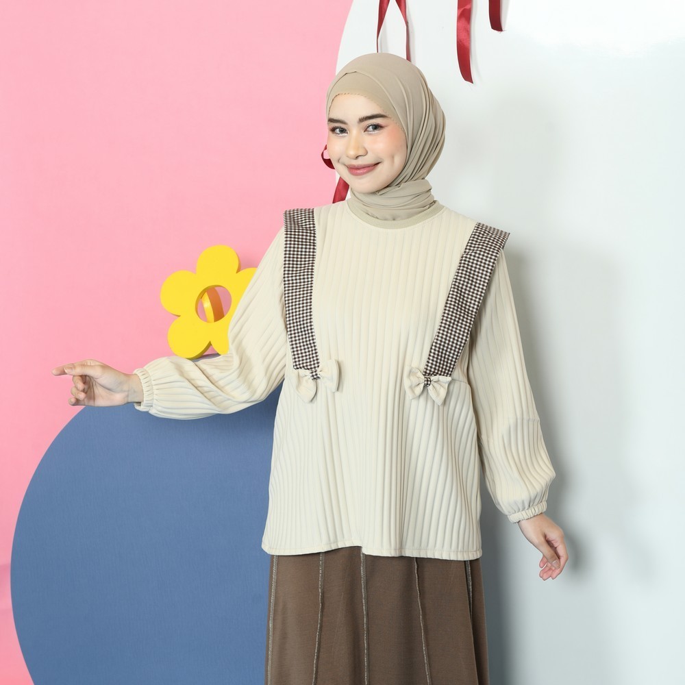 Nima Knit Tops Atasan Muslim Wanita Blouse Coquette Pita Kekinian