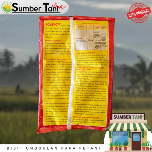 Image of Moluskisida ROMERO 50WP Isi 100 gram Obat Pengendali Hama Siput Keong Pada Tanaman Padi