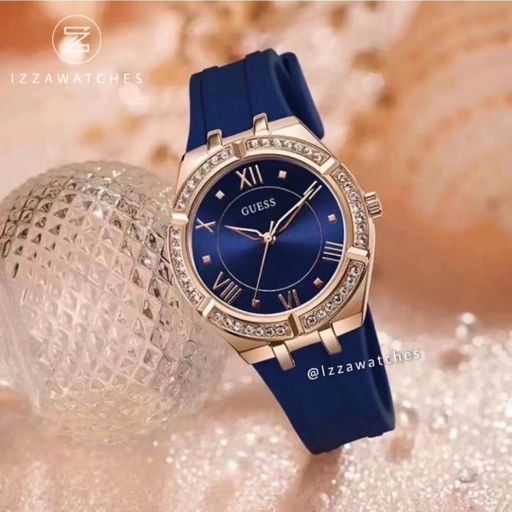 Image of Guess GW0034L4 Ladies Blue Navy Dial Blue Silicon Strap